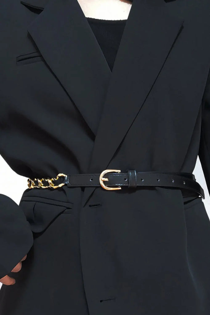 PU Chain Skinny Belt Trendsi
